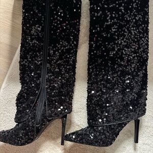 Zara Black Sequin Boots